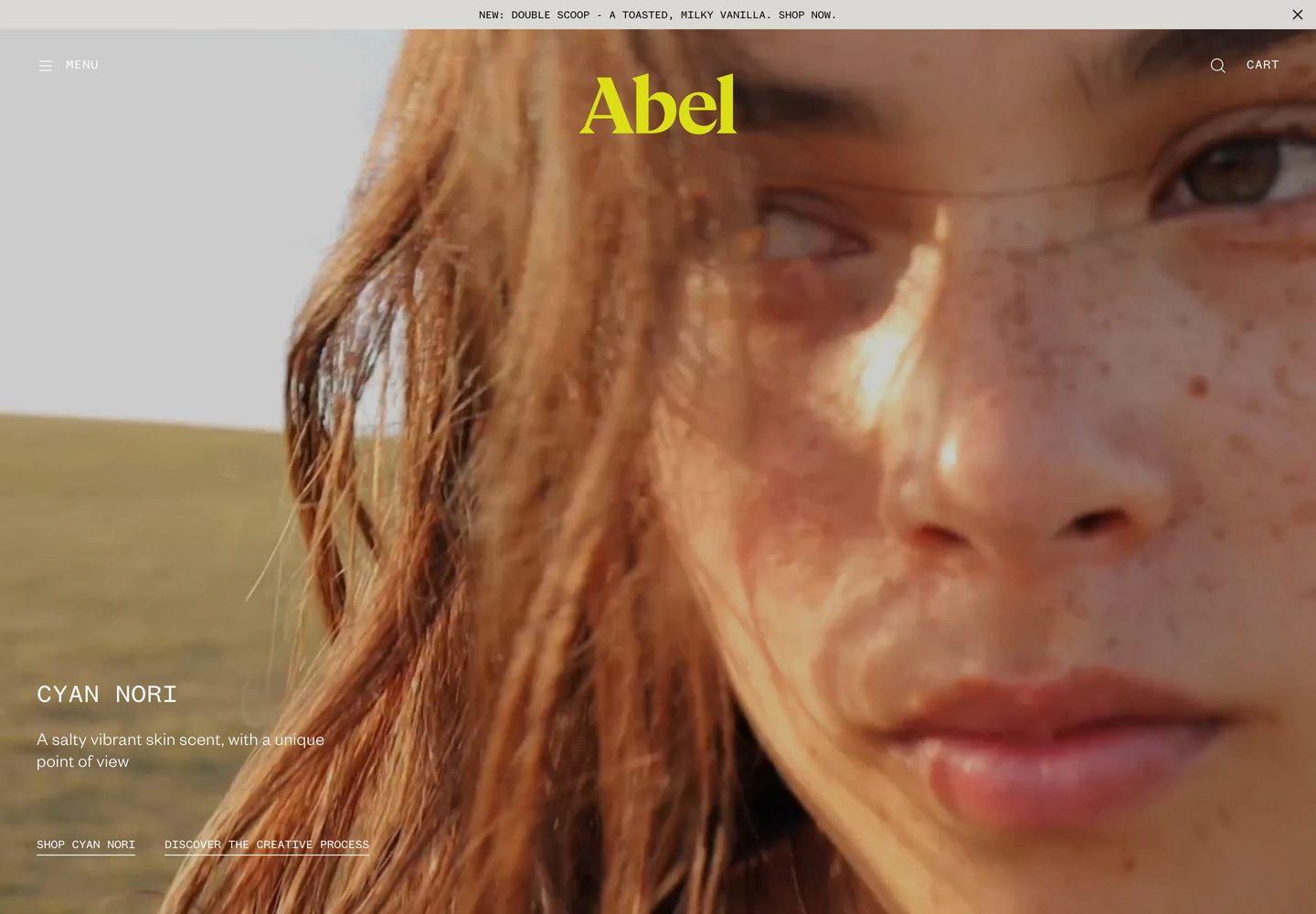 Desktop homepage of Abel