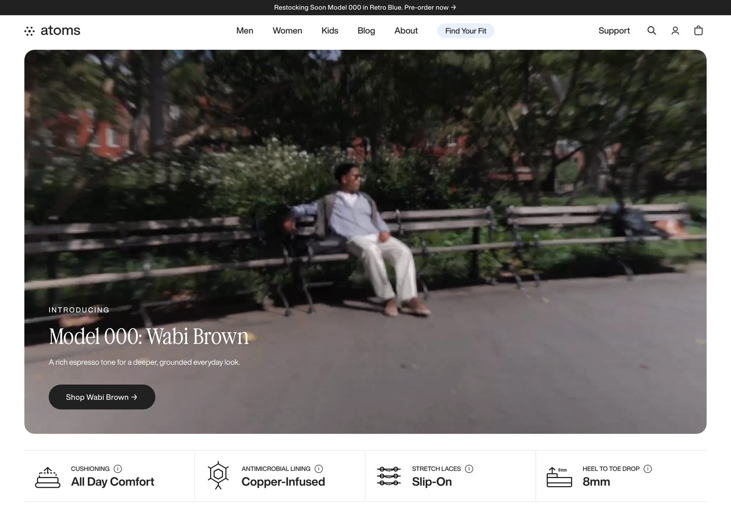 Desktop homepage of Atoms