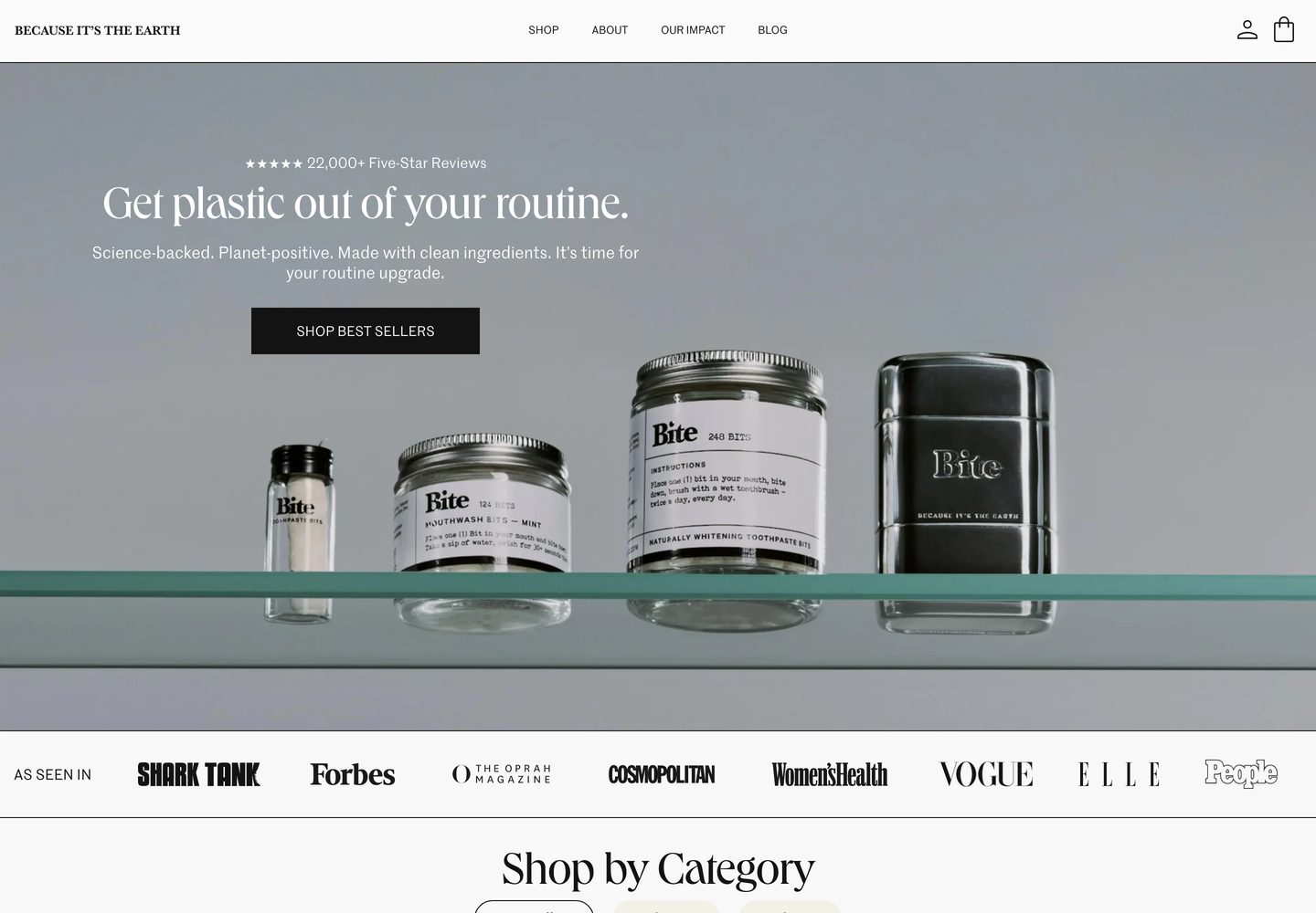 Desktop homepage of Bite