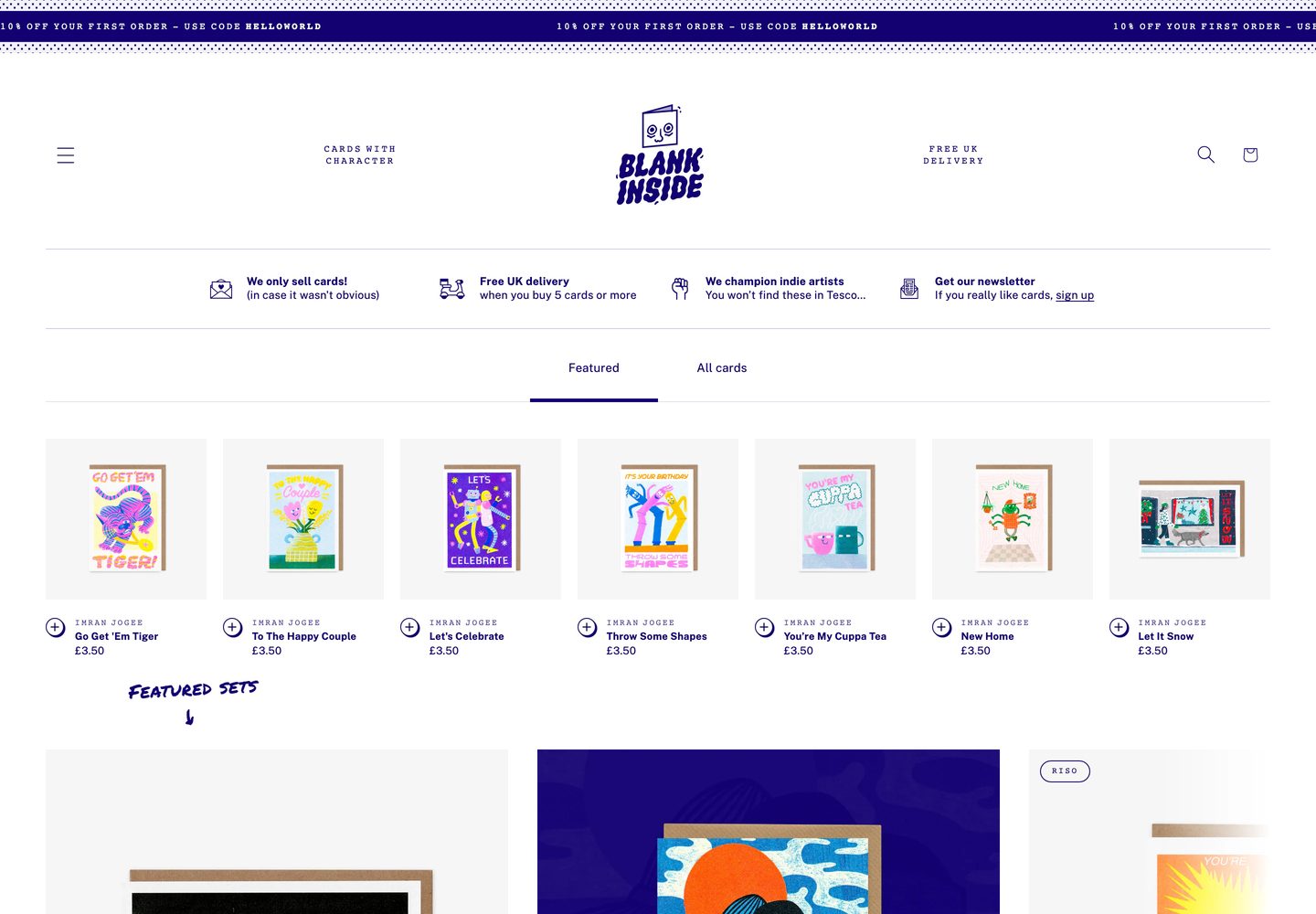 Desktop homepage of Blank Inside