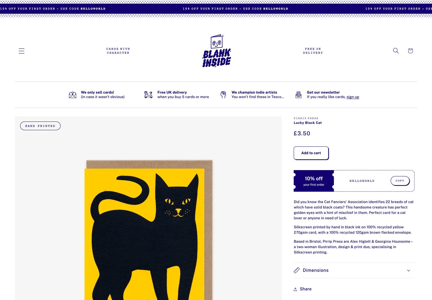 Desktop product page of Blank Inside