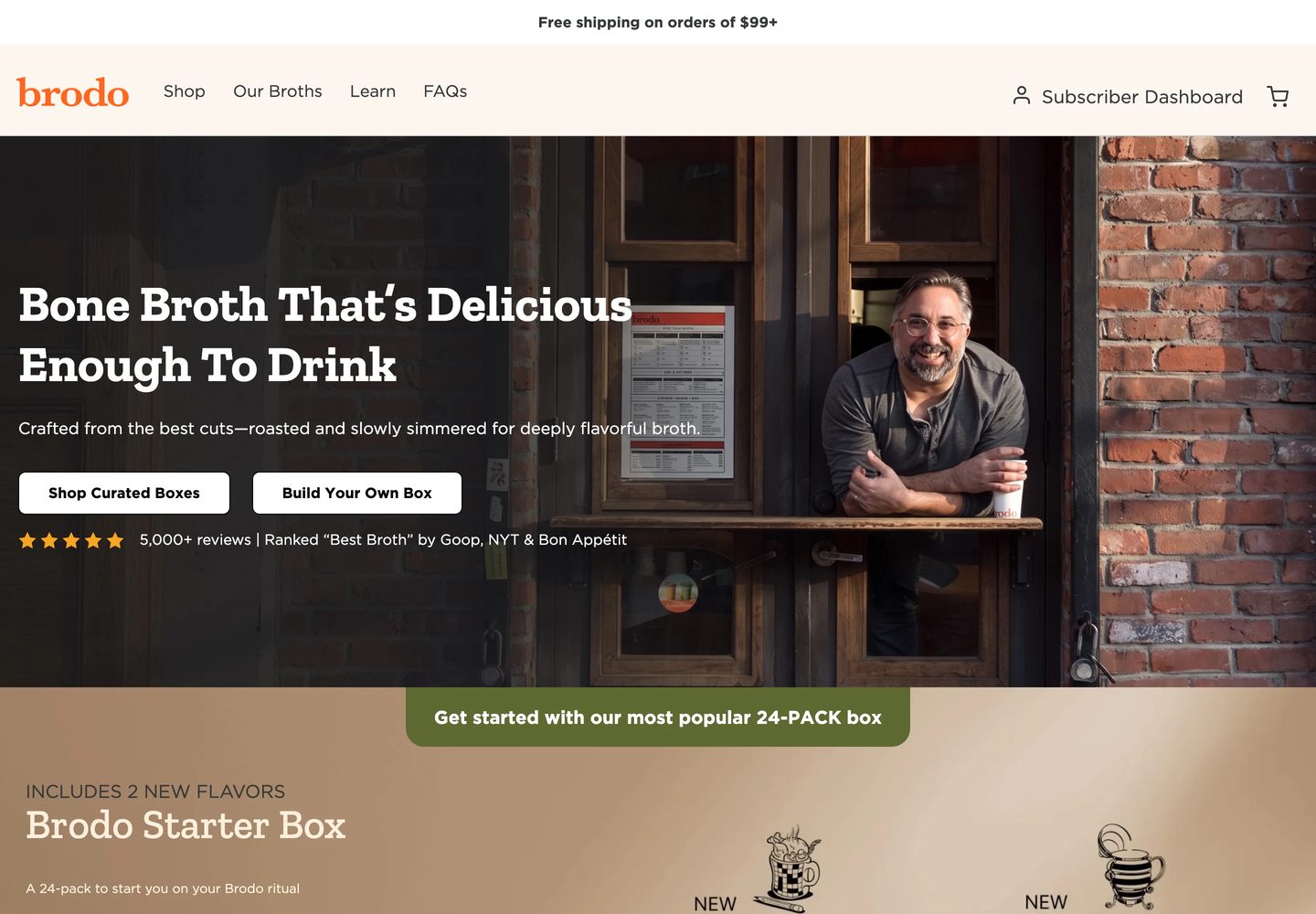 Desktop homepage of Brodo