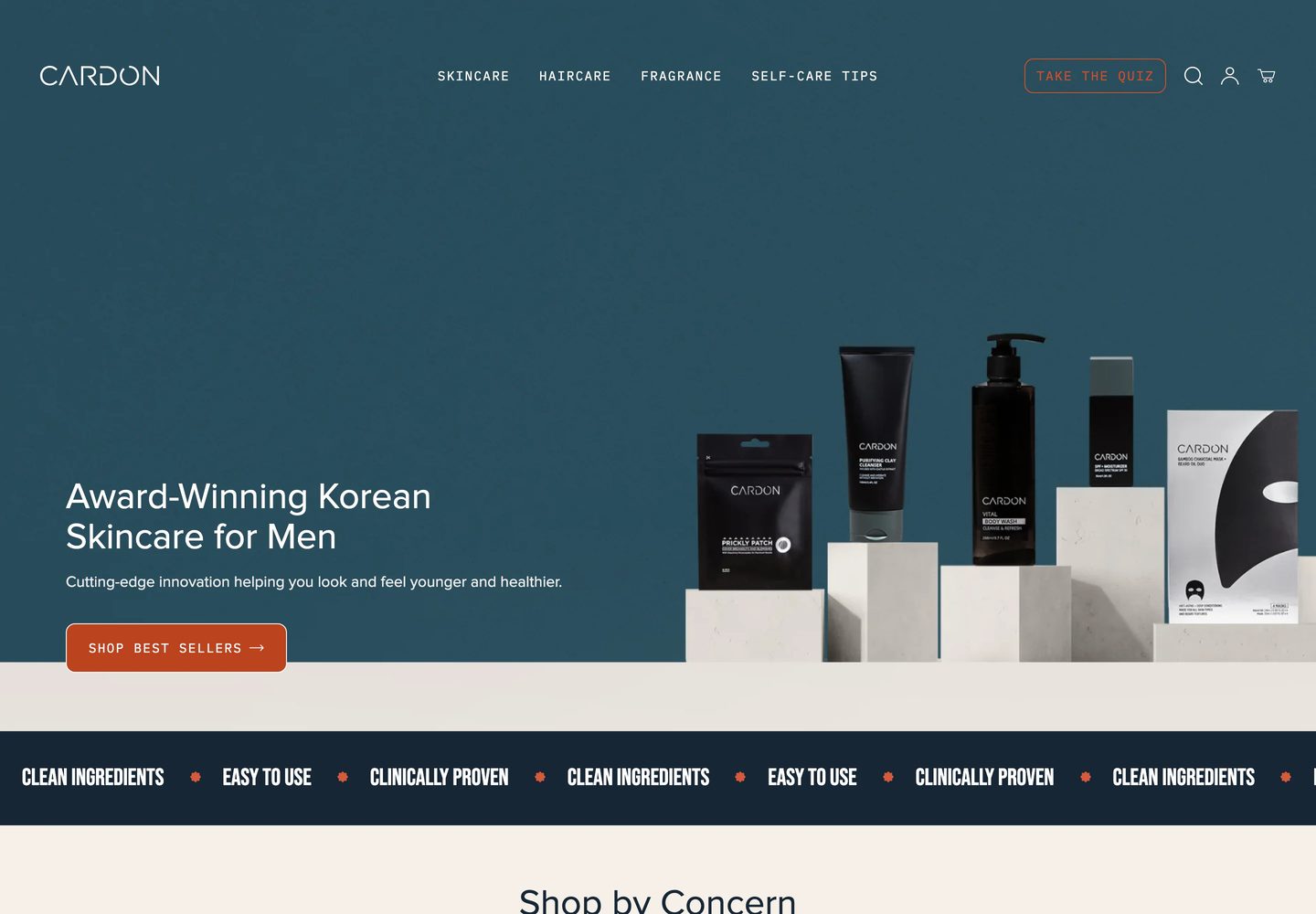 Desktop homepage of Cardon