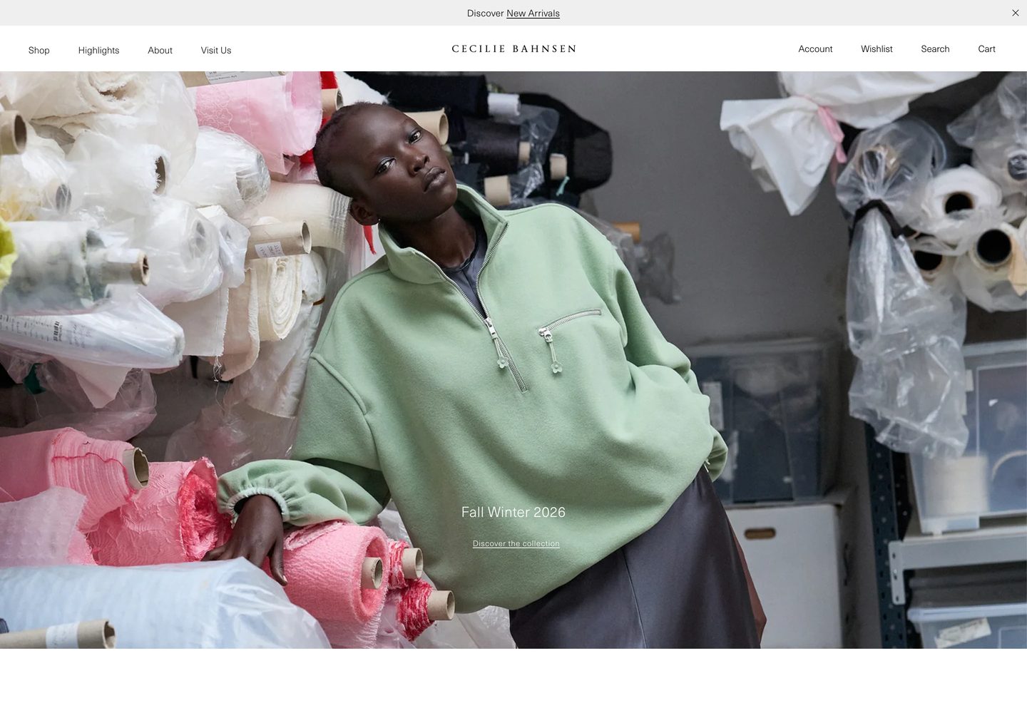 Desktop homepage of Cecilie Bahnsen