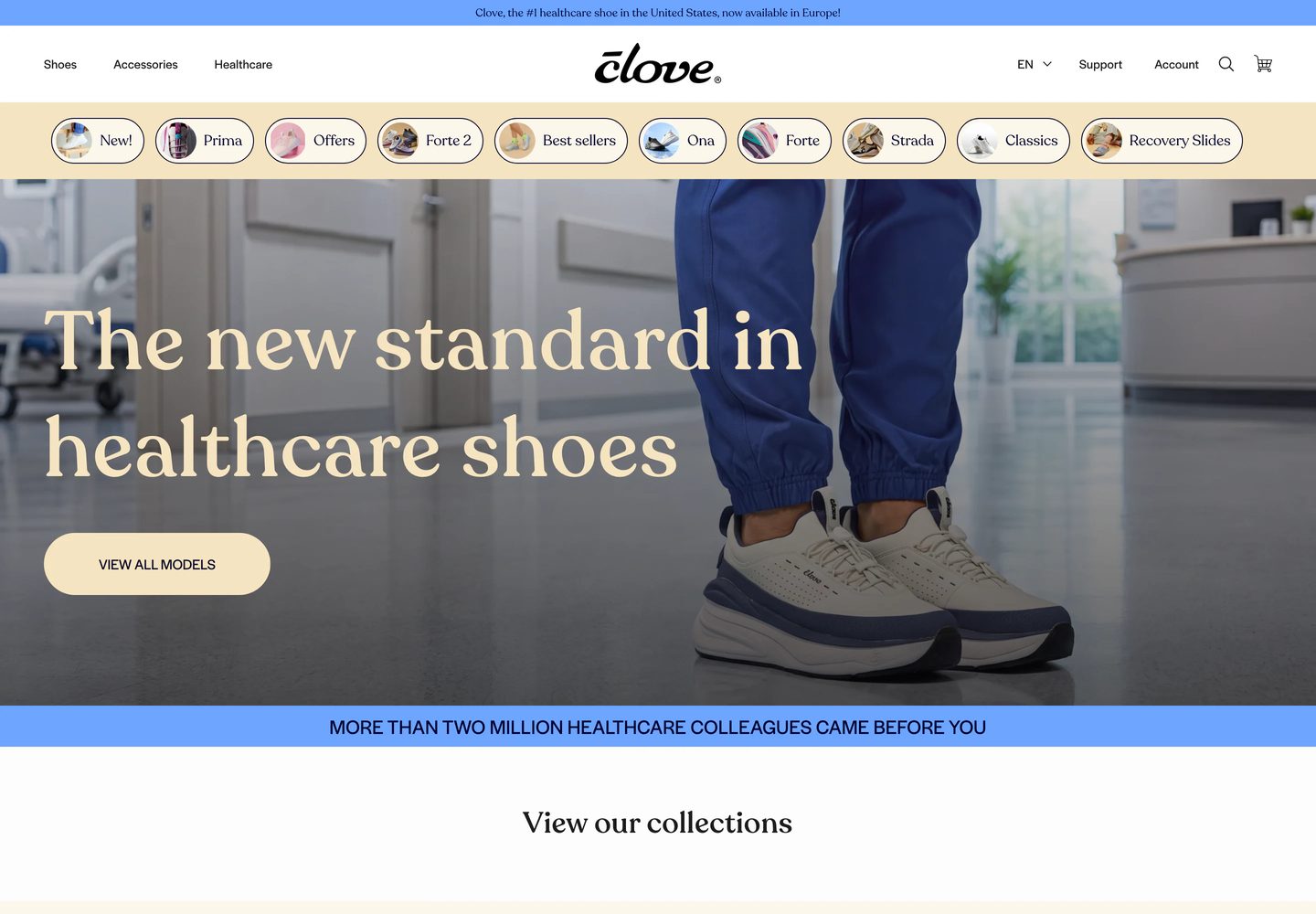 Desktop homepage of Clove