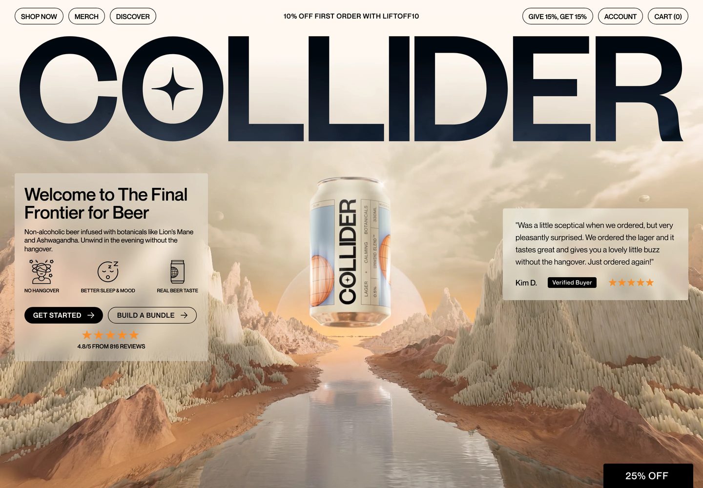 Desktop homepage of Collider