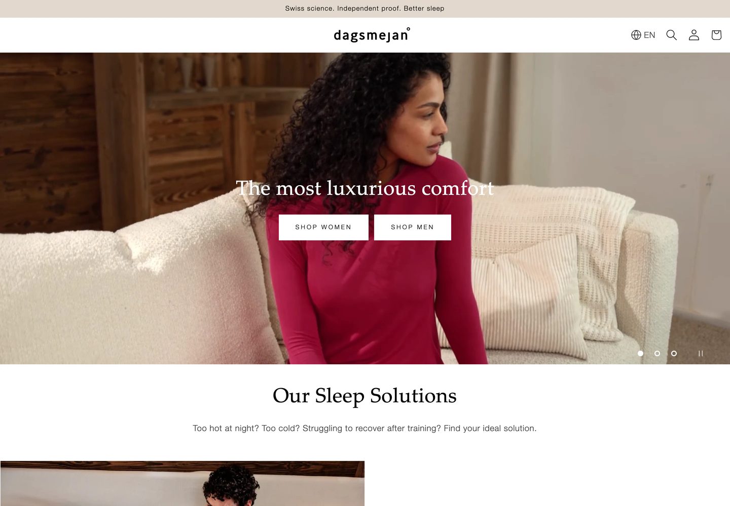 Desktop homepage of Dagsmejan