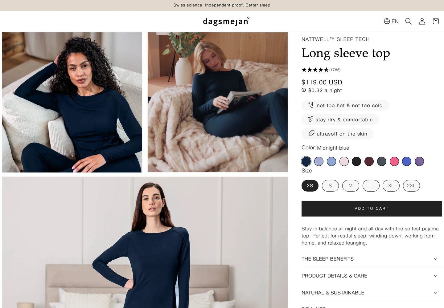 Desktop product page of Dagsmejan