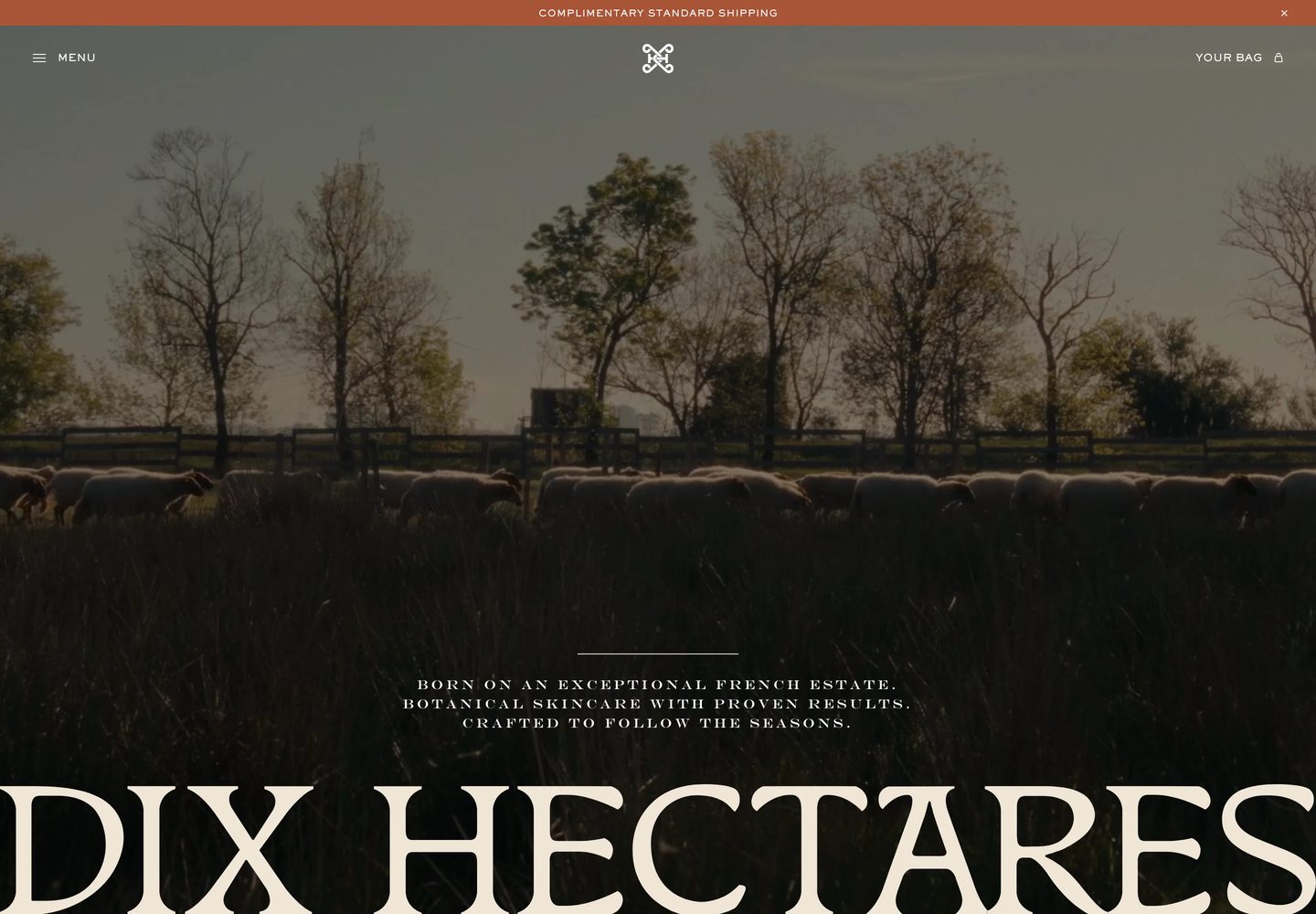Desktop homepage of Dix Hectares