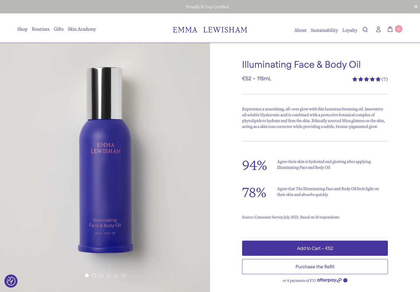 Desktop product page of Emma Lewisham