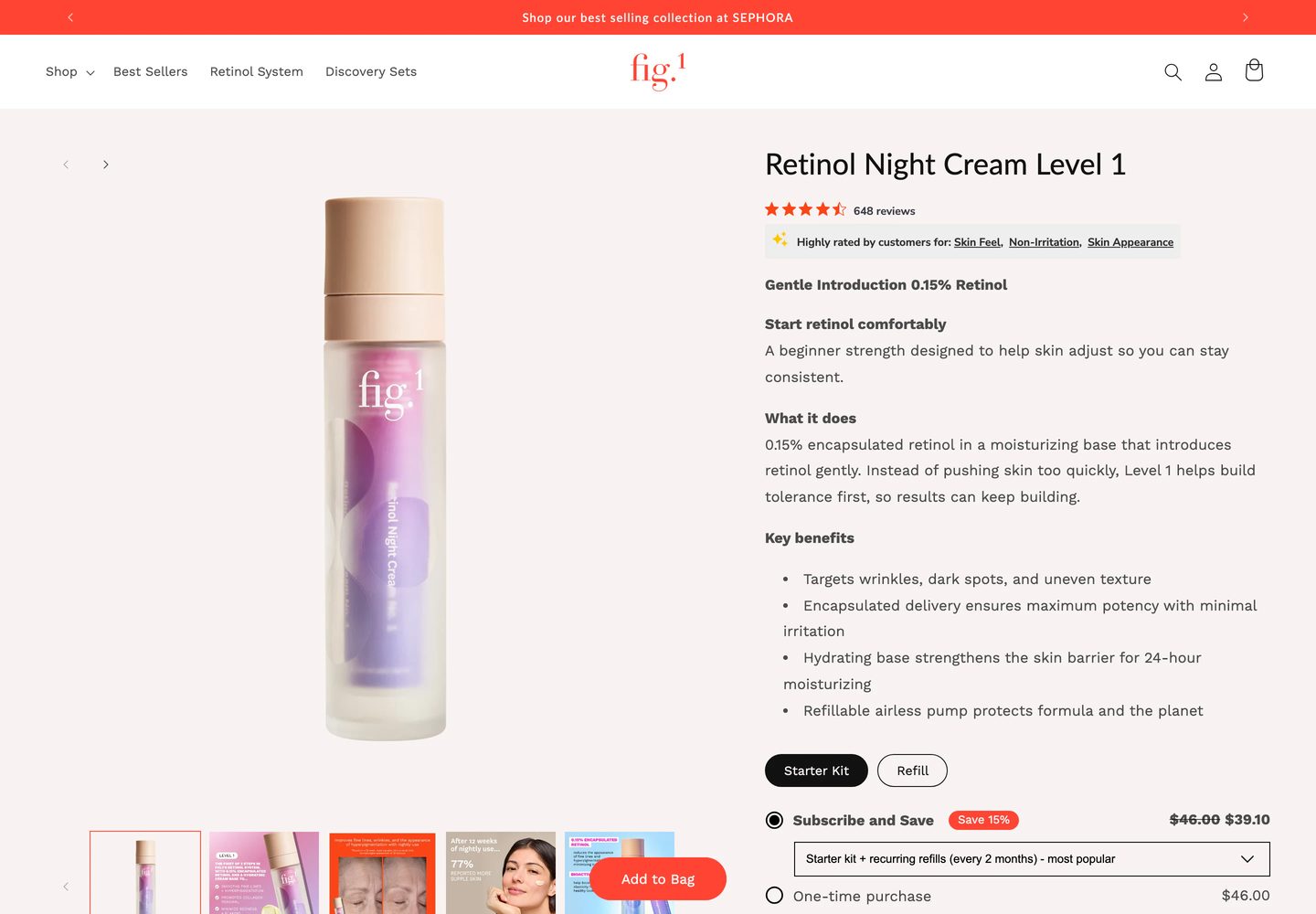 Desktop product page of Fig.1