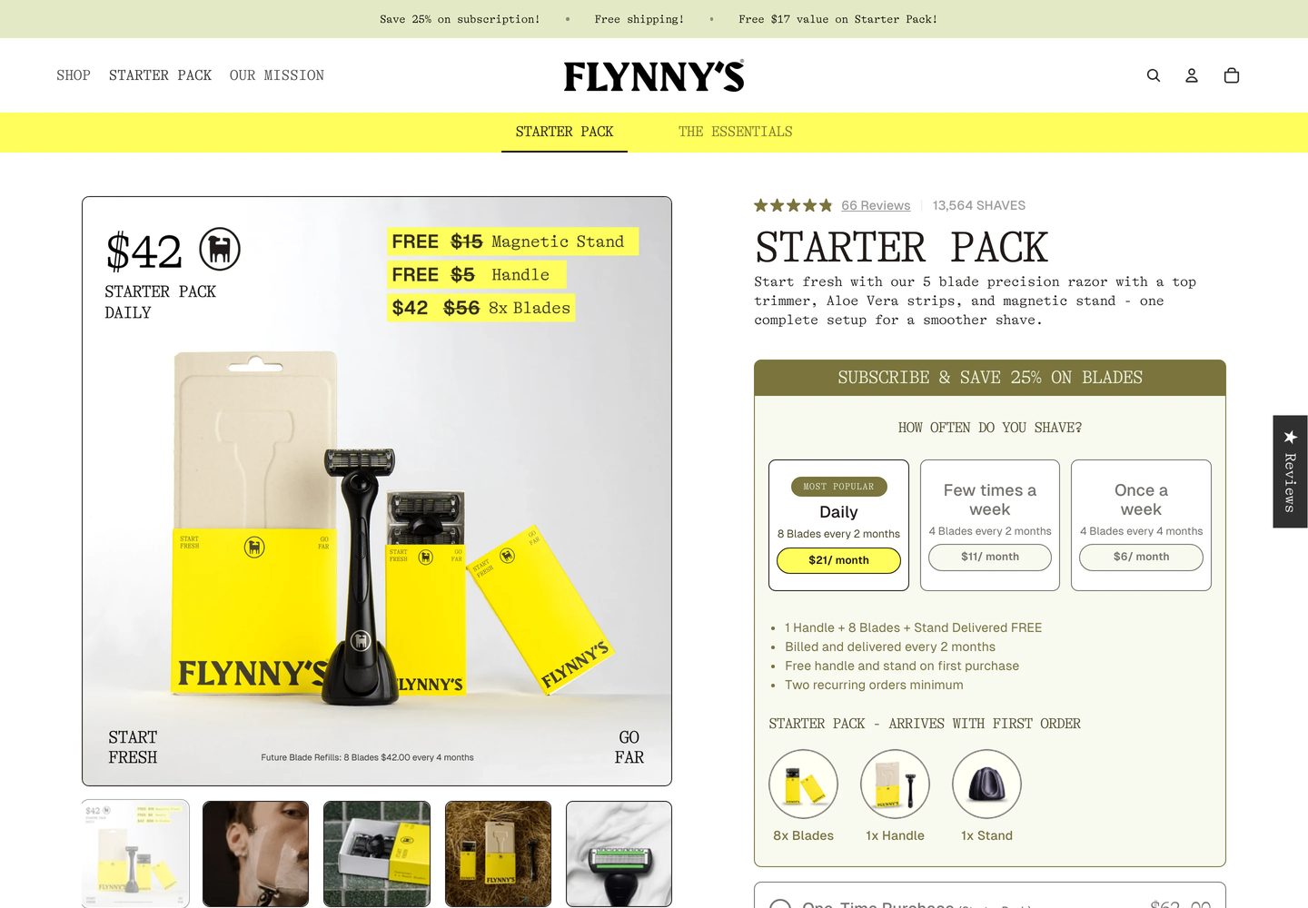 Desktop product page of Flynny's