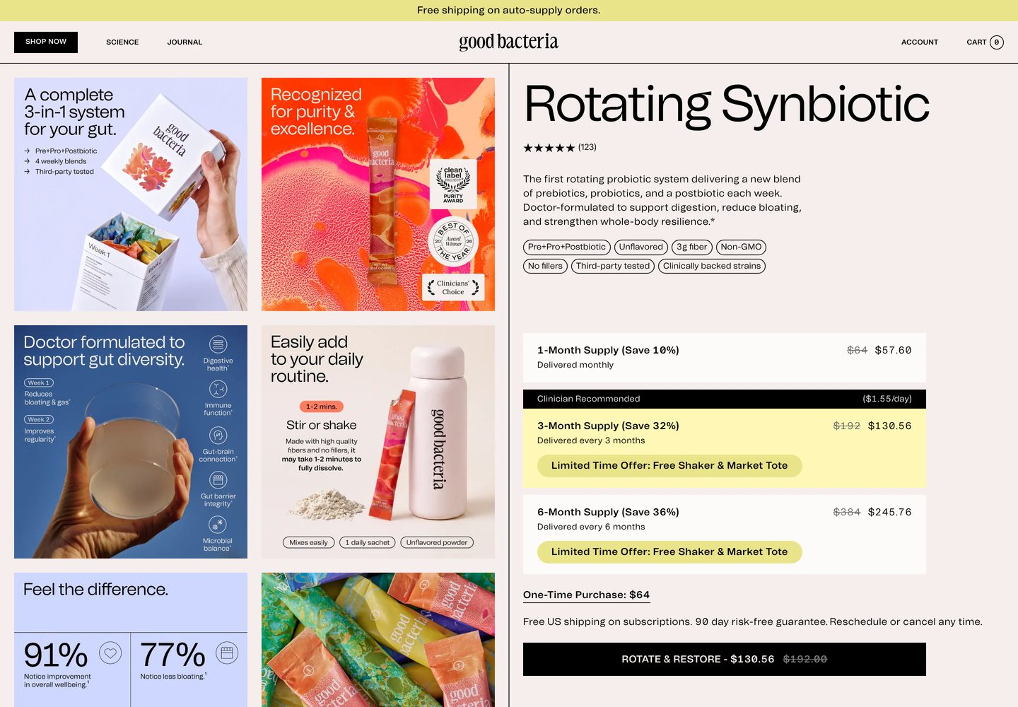 Desktop product page of Good Bacteria