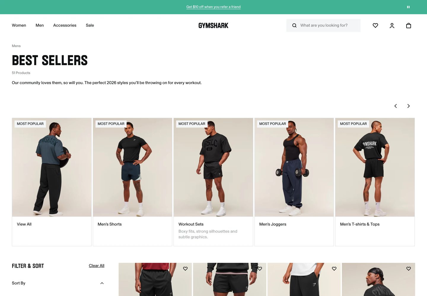 Desktop catalog of Gymshark