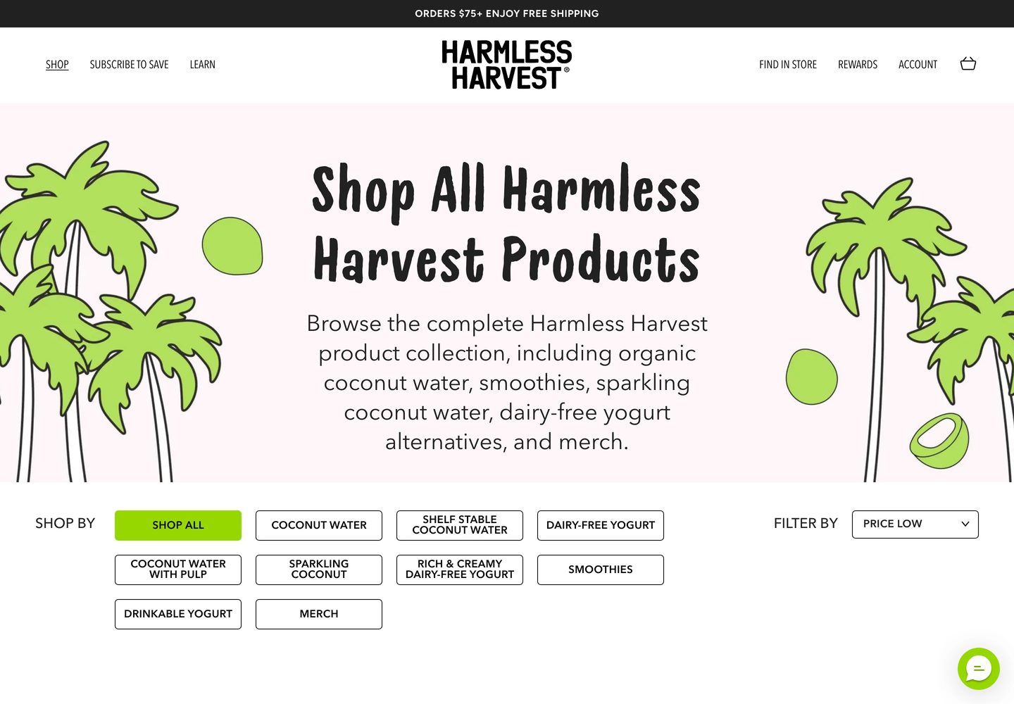 Desktop catalog of Harmless Harvest