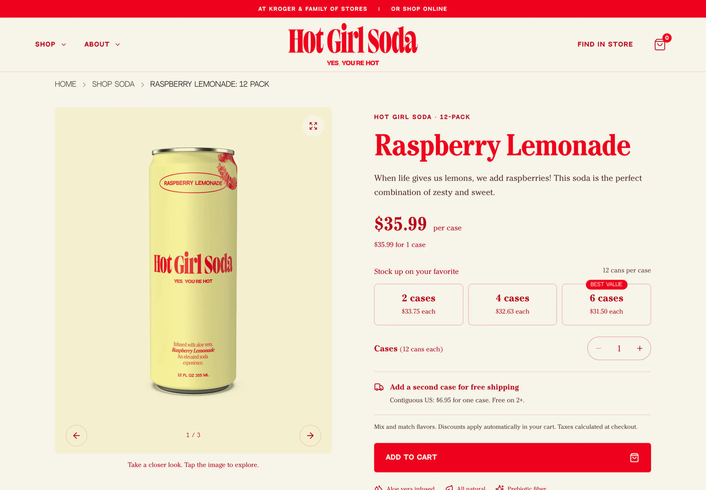 Desktop product page of Hot Girl Soda