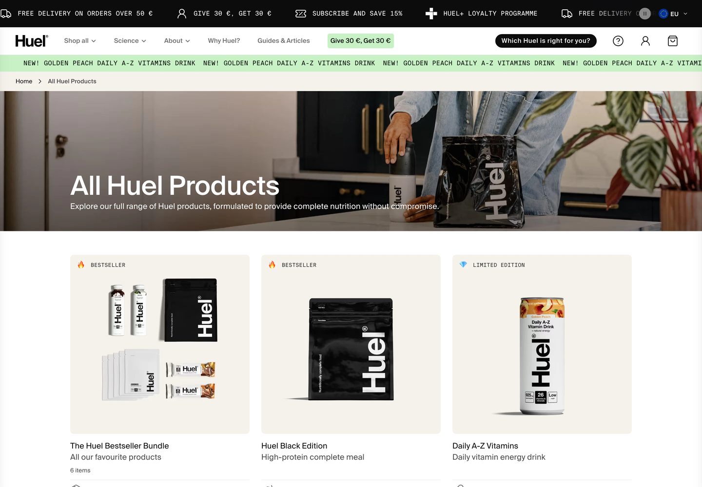 Desktop catalog of Huel