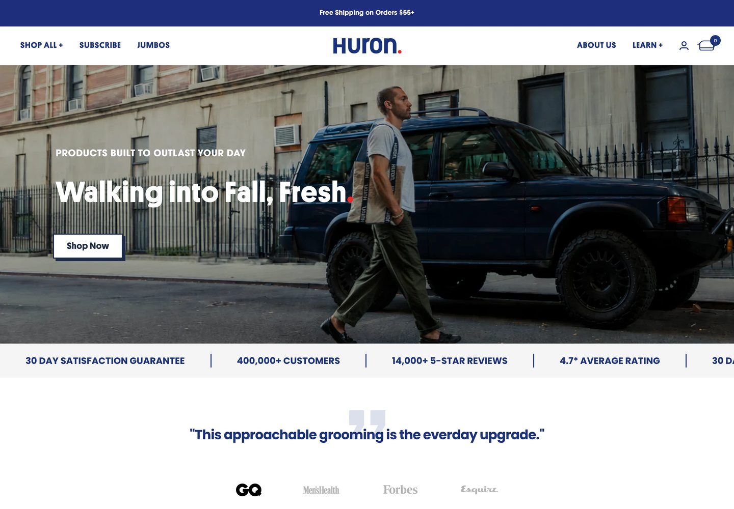 Desktop homepage of Huron