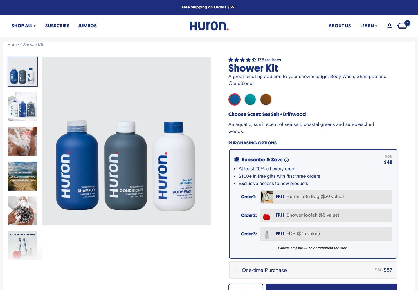 Desktop product page of Huron