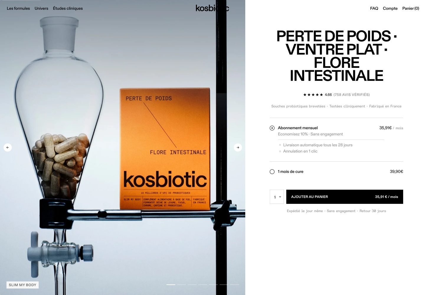 Desktop product page of Kosbiotic