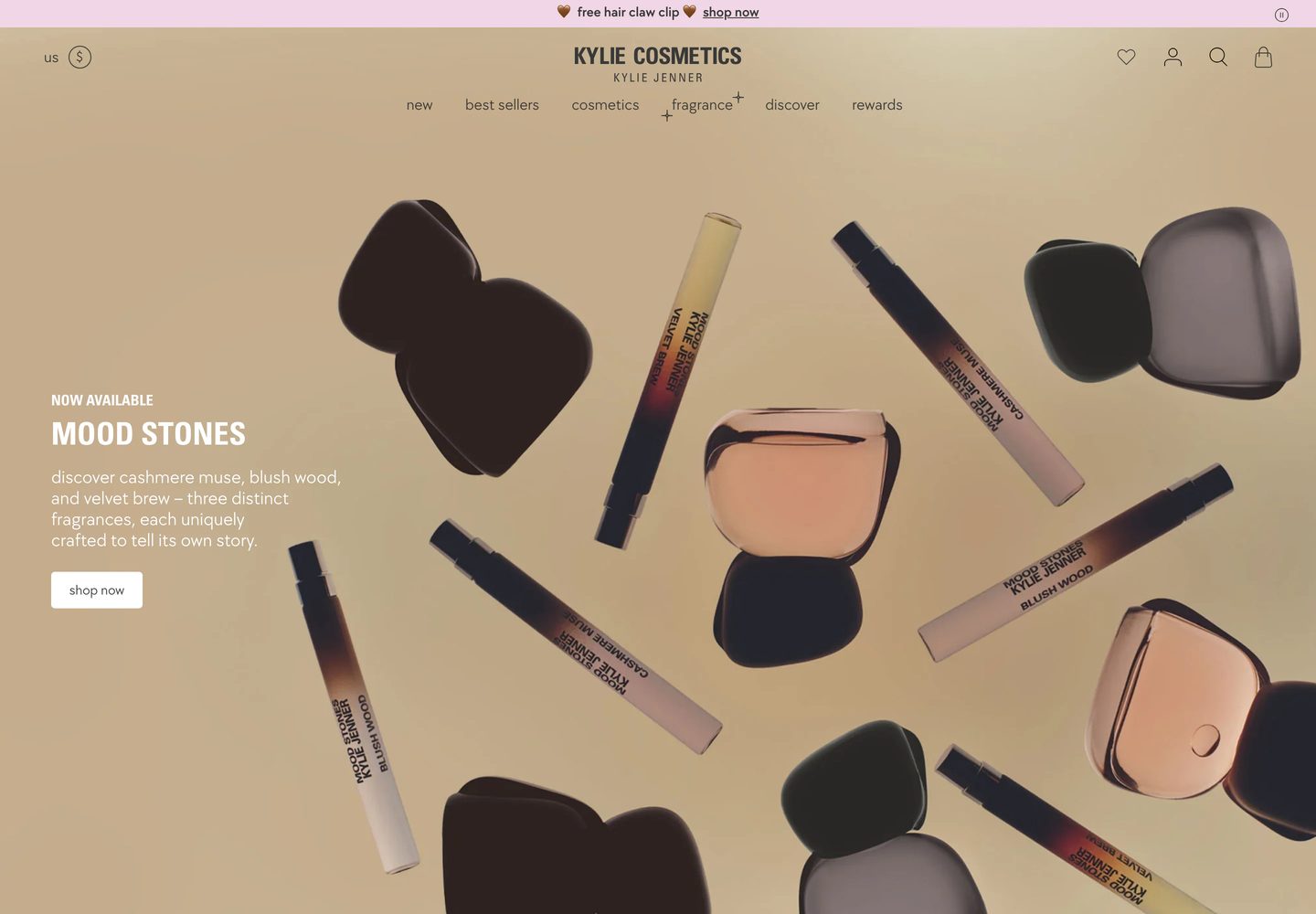 Desktop homepage of Kylie Cosmetics