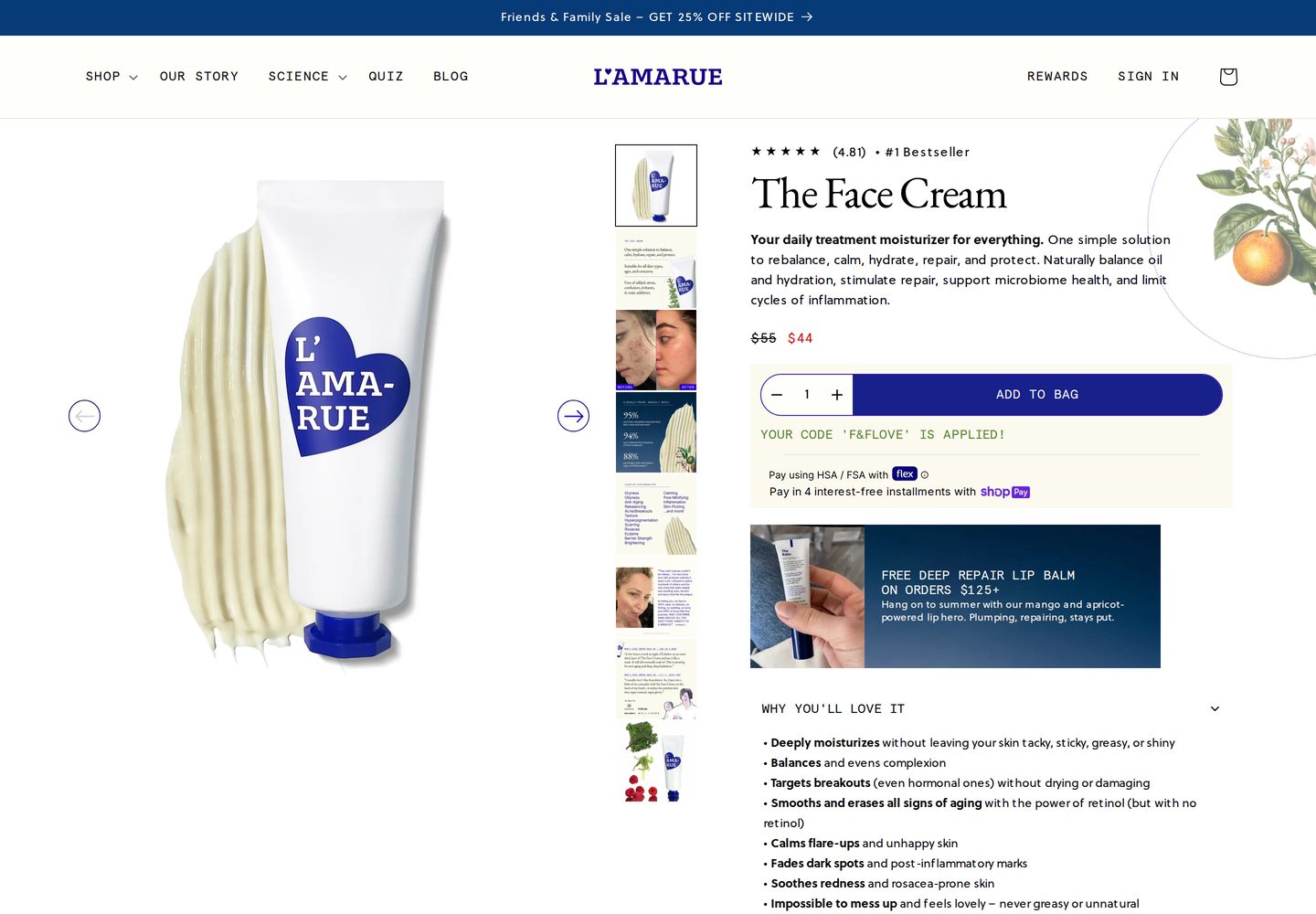 Desktop product page of La Marue