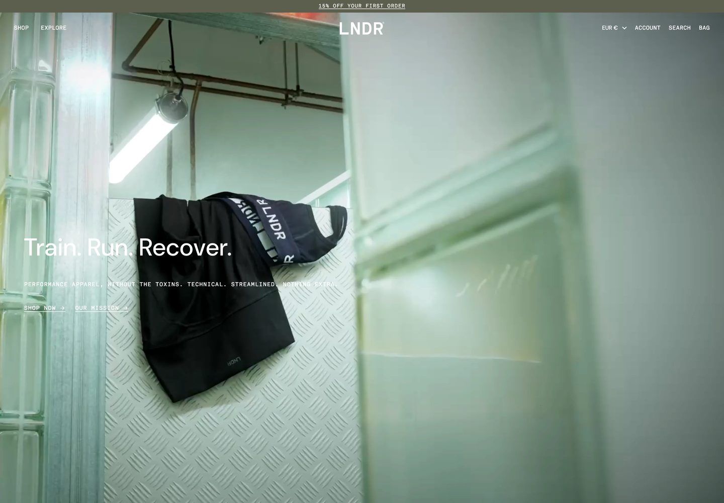 Desktop homepage of LNDR