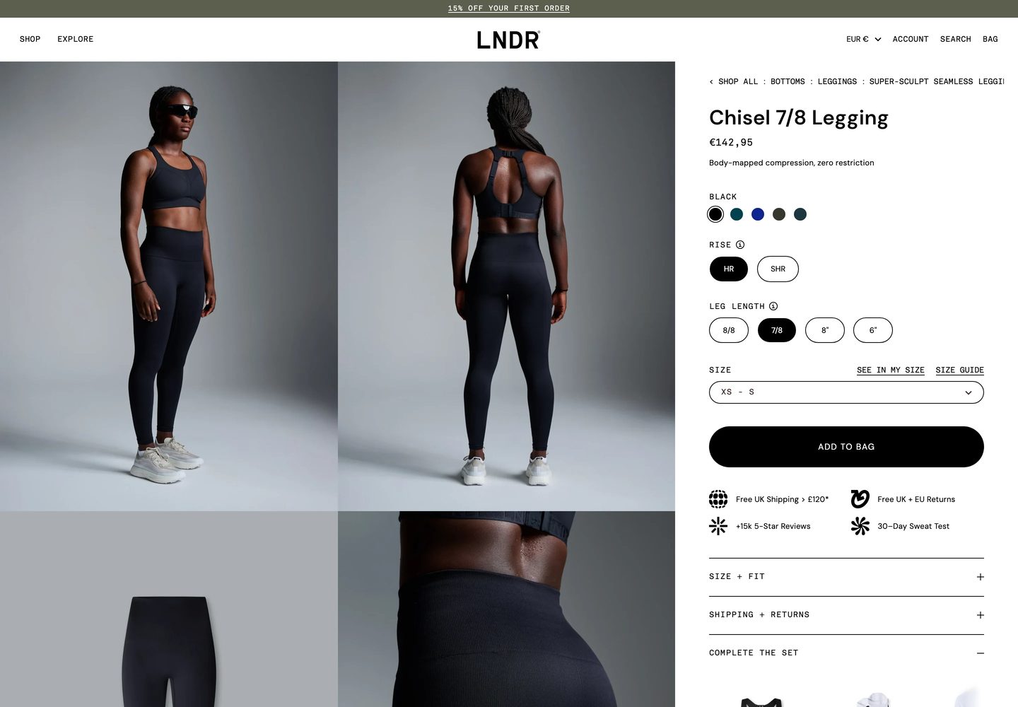 Desktop product page of LNDR