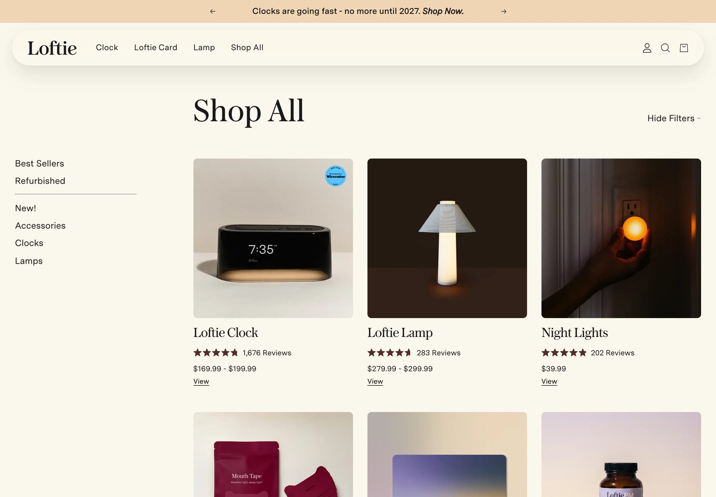 Desktop catalog of Loftie