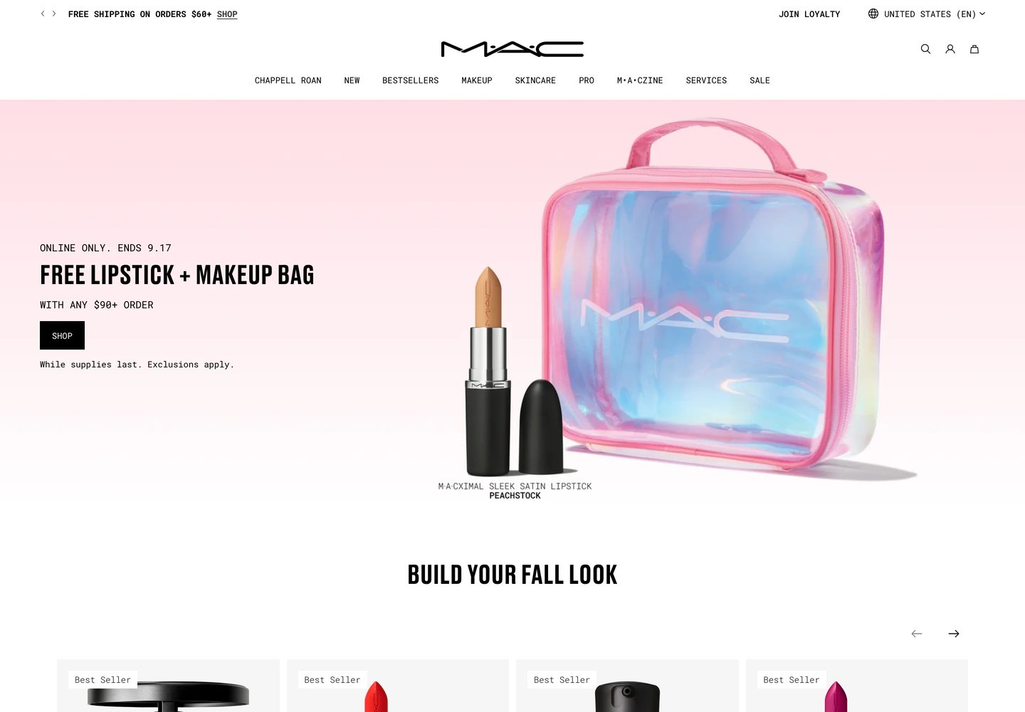 Desktop homepage of MAC Cosmetics