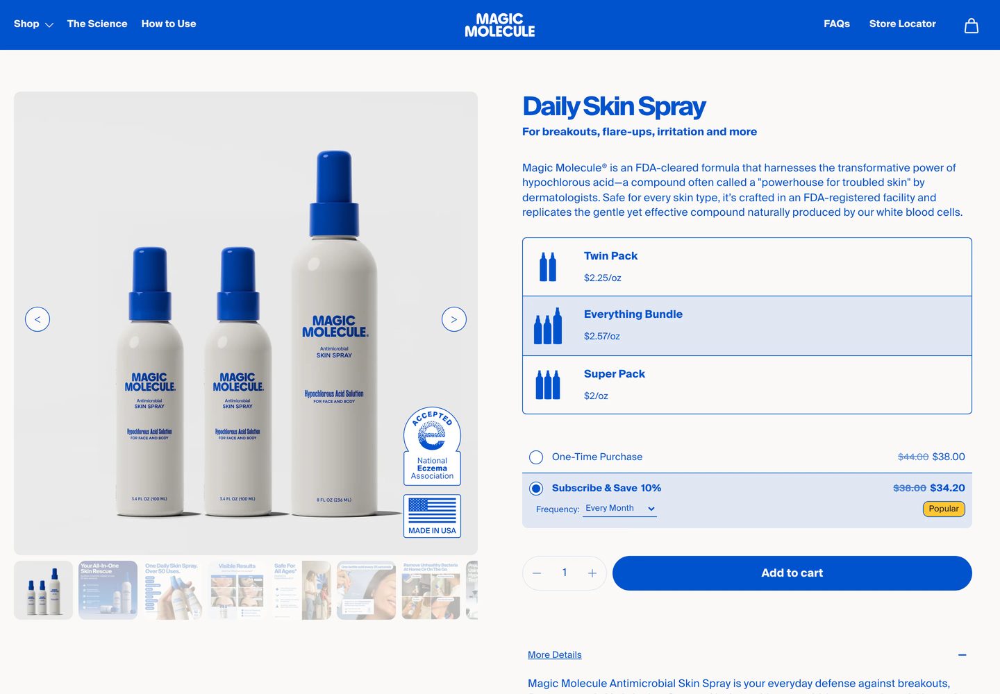 Desktop product page of Magic Molecule