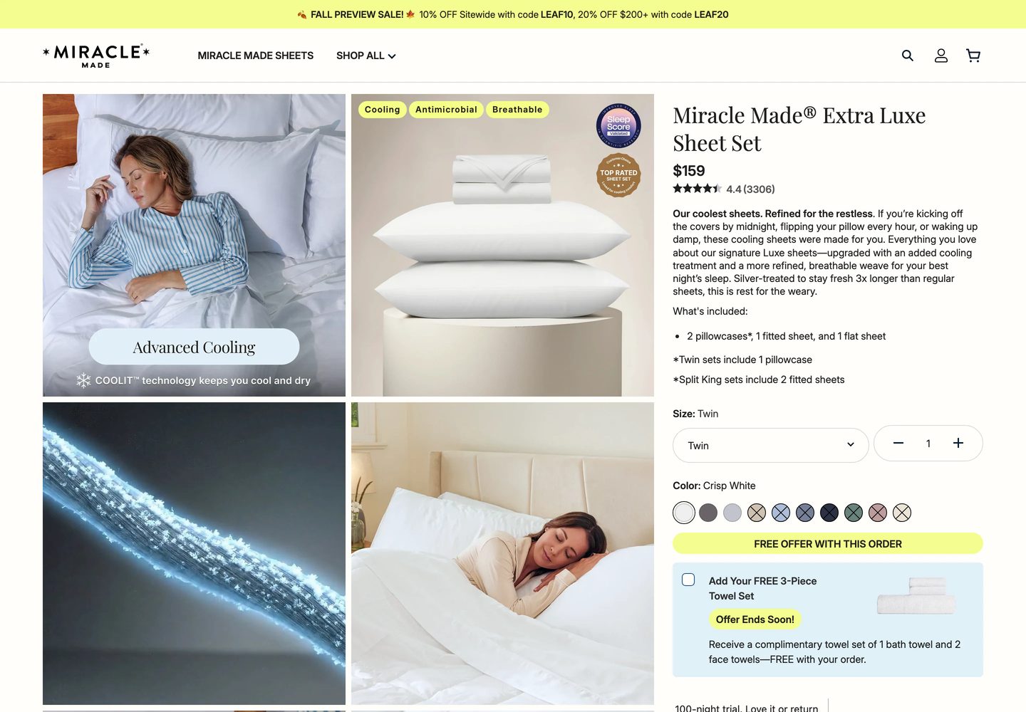 Desktop product page of Miracle Brand