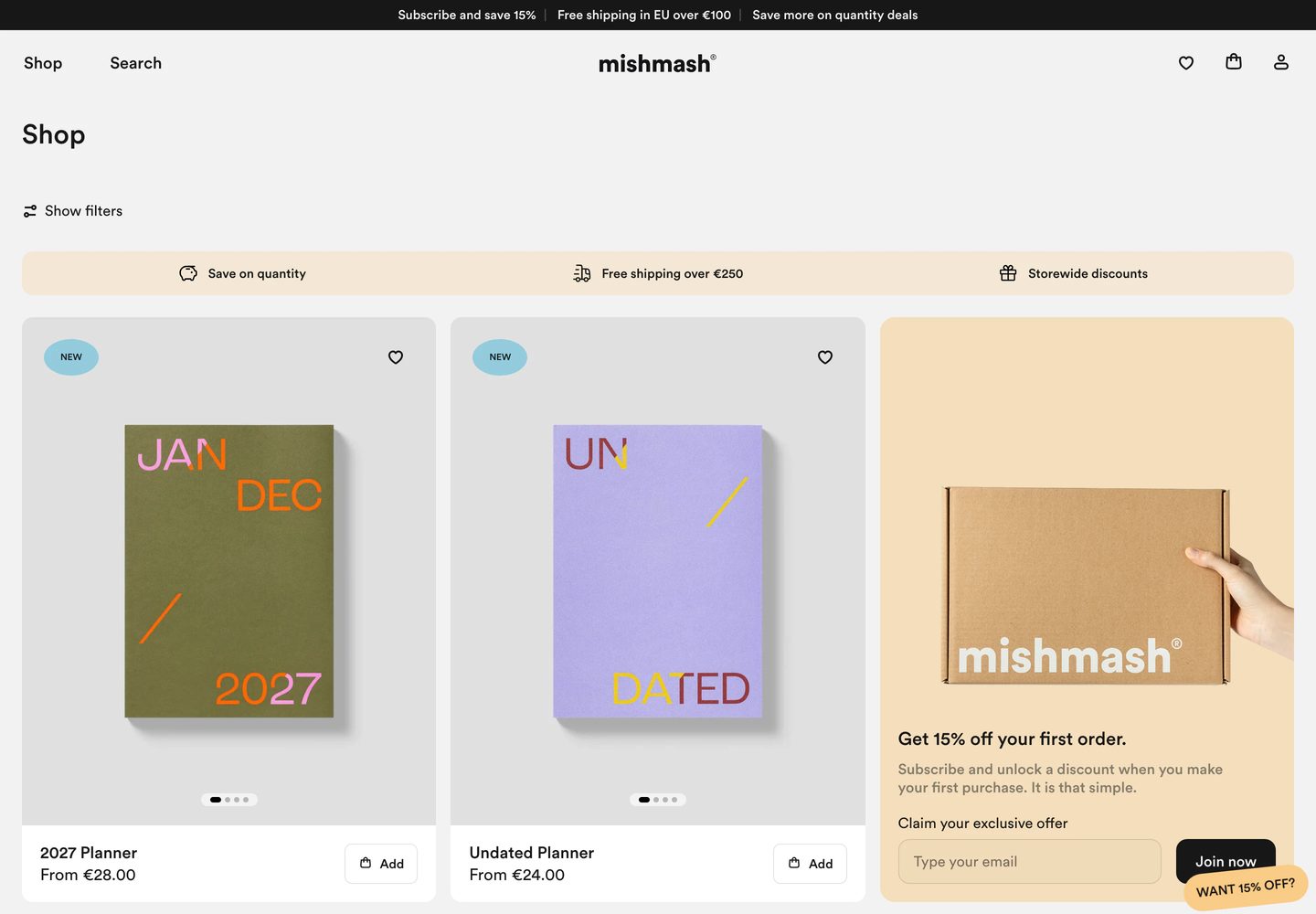 Desktop catalog of Mishmash