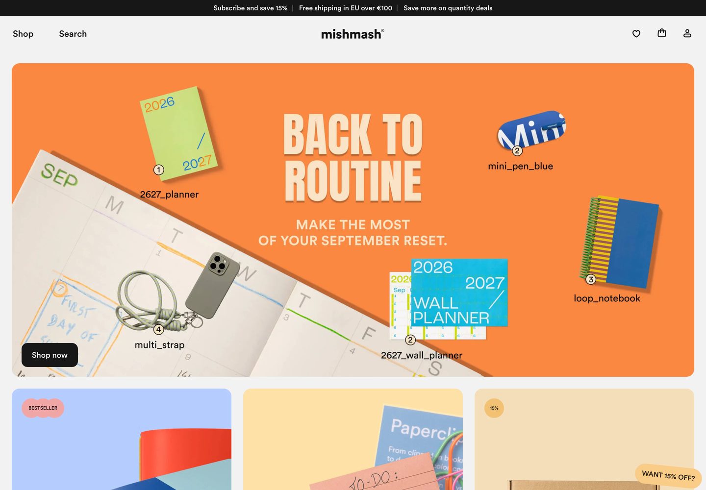 Desktop homepage of Mishmash