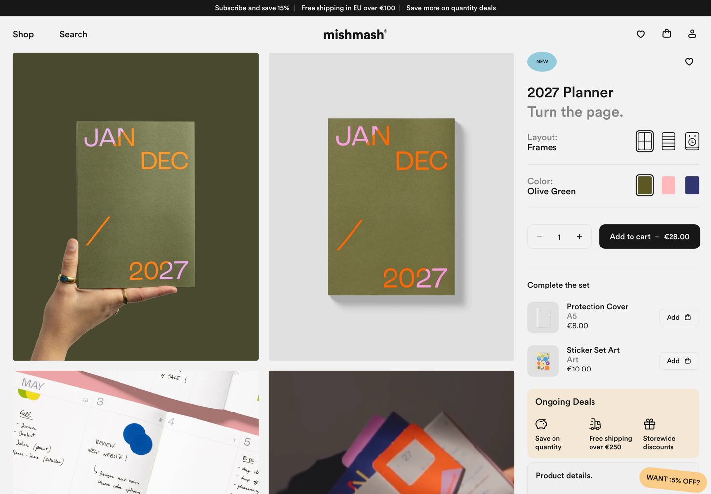 Desktop product page of Mishmash