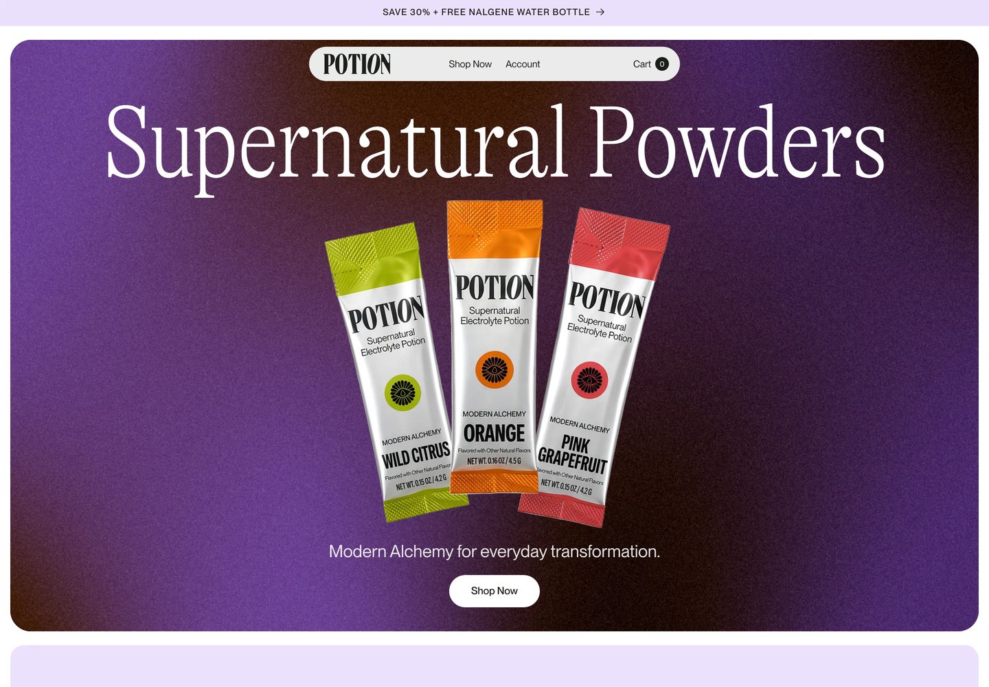 Desktop homepage of Mixpotion