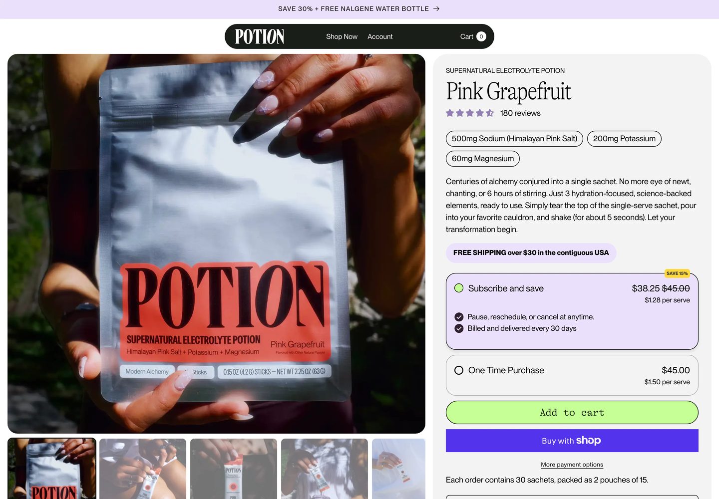 Desktop product page of Mixpotion