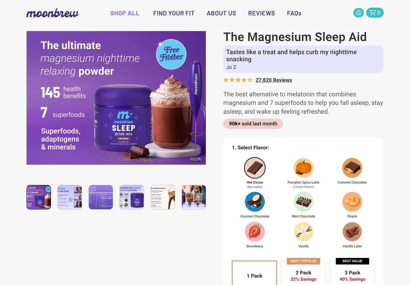 Desktop product page of Moonbrew