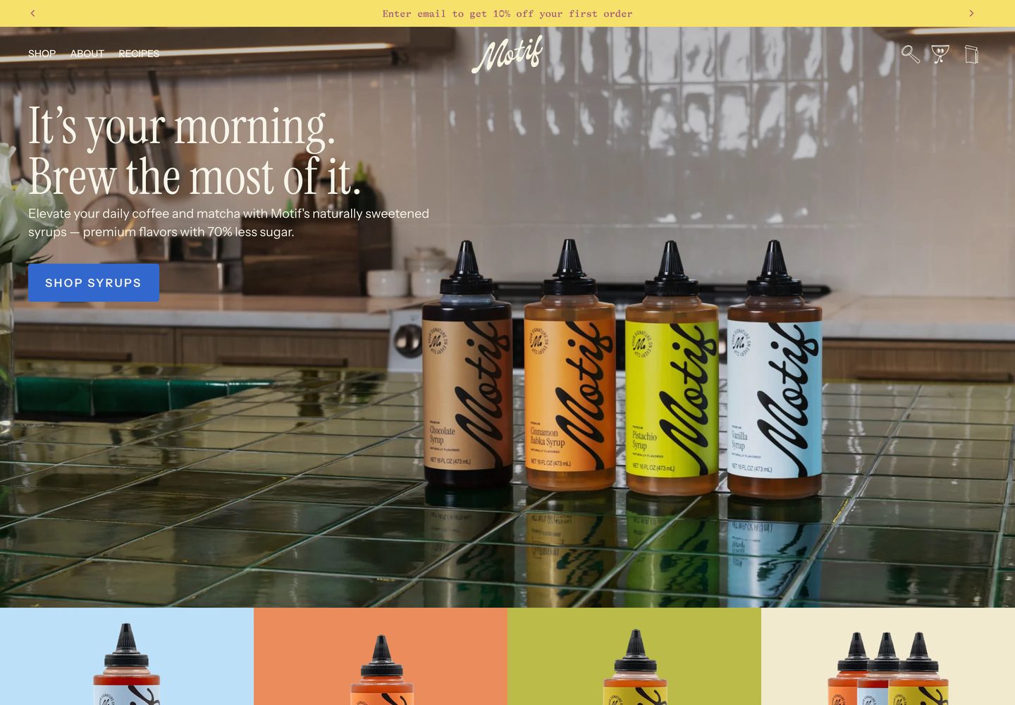 Desktop homepage of Motif