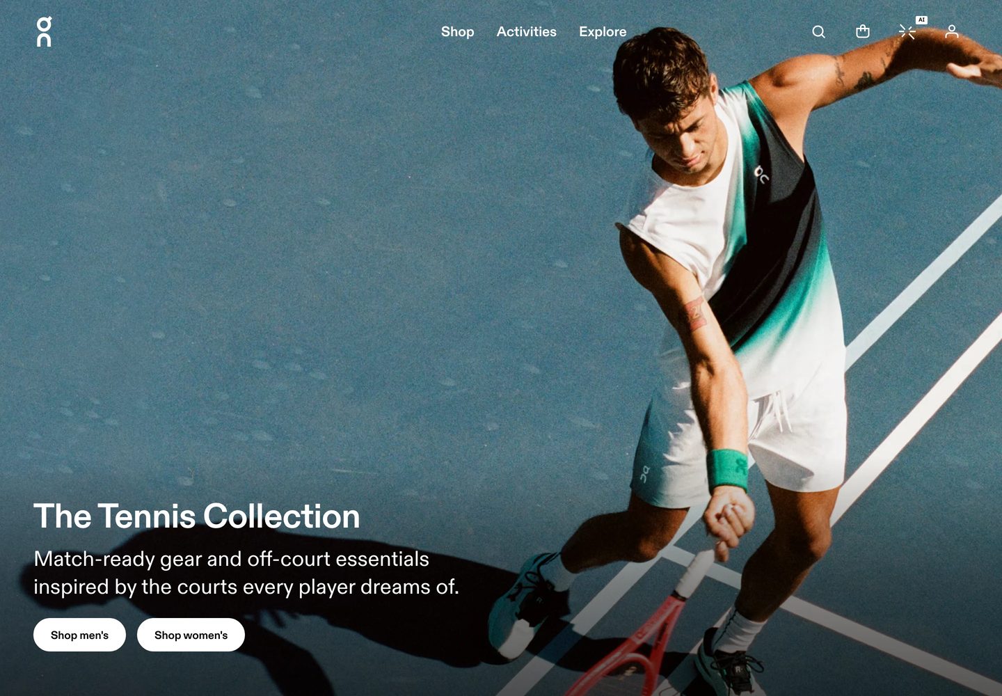 Desktop homepage of On