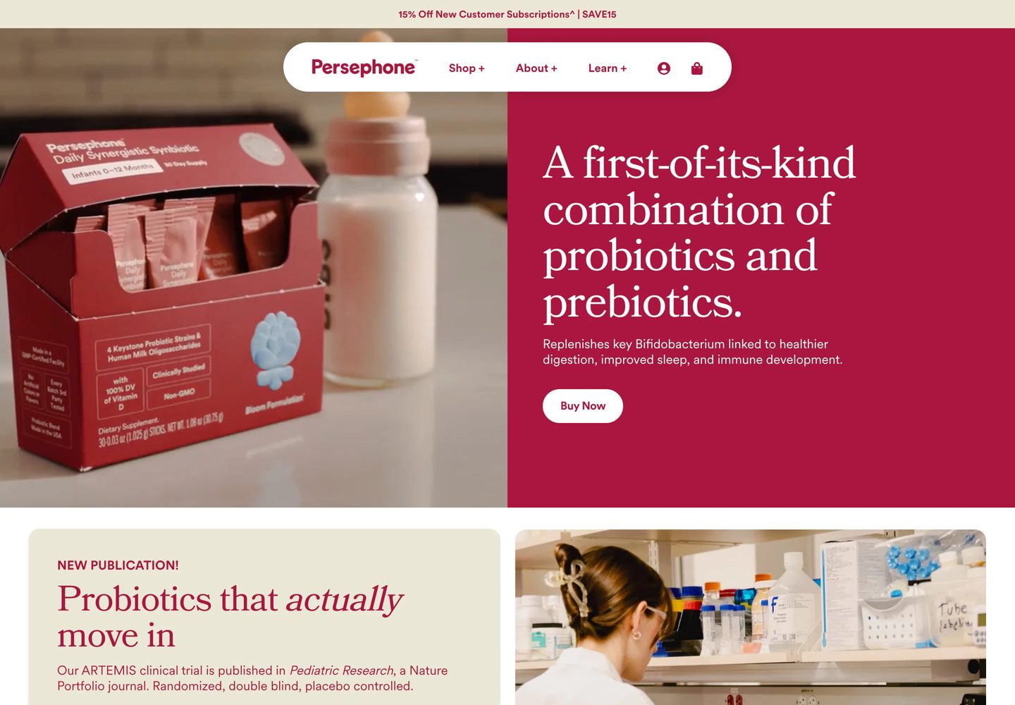 Desktop homepage of Persephone