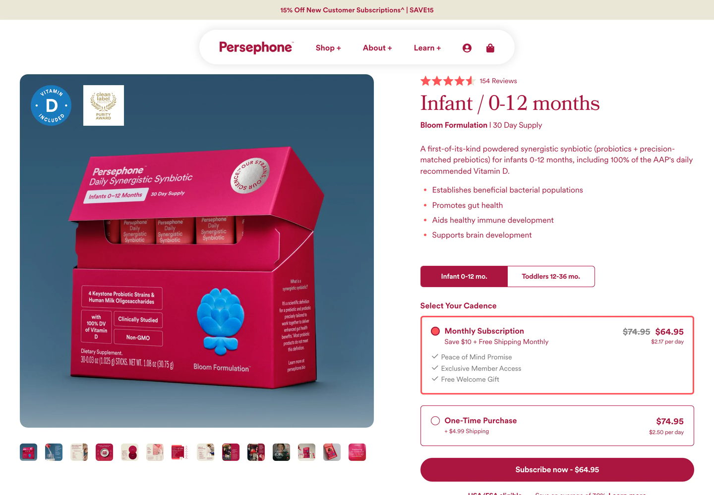 Desktop product page of Persephone