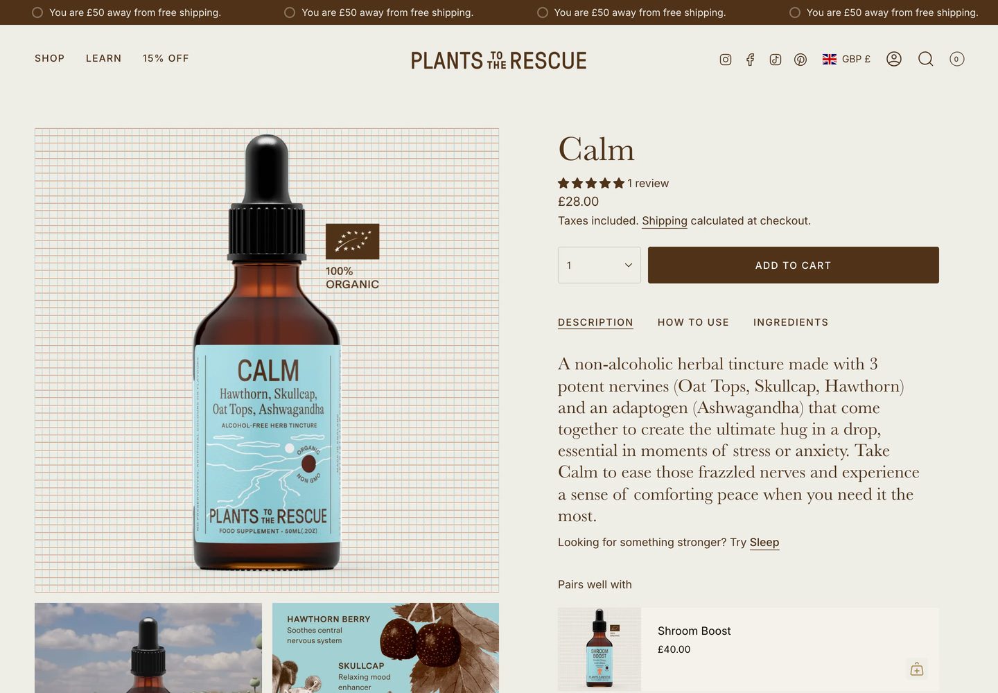 Desktop product page of Plants to the Rescue
