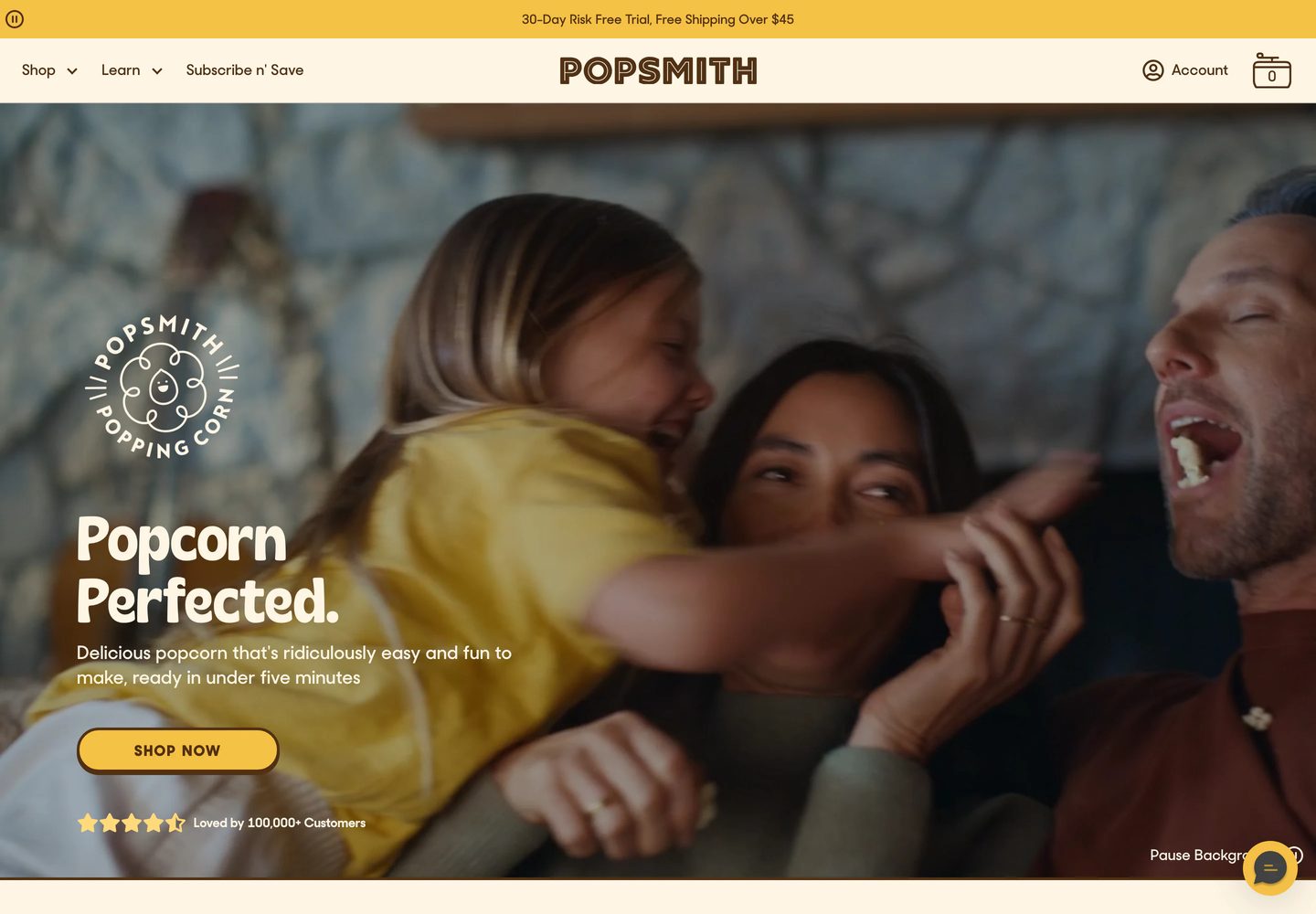 Desktop homepage of Popsmith