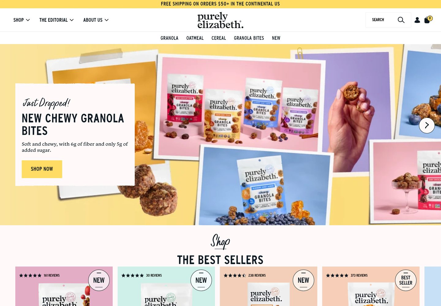 Desktop homepage of purely elizabeth
