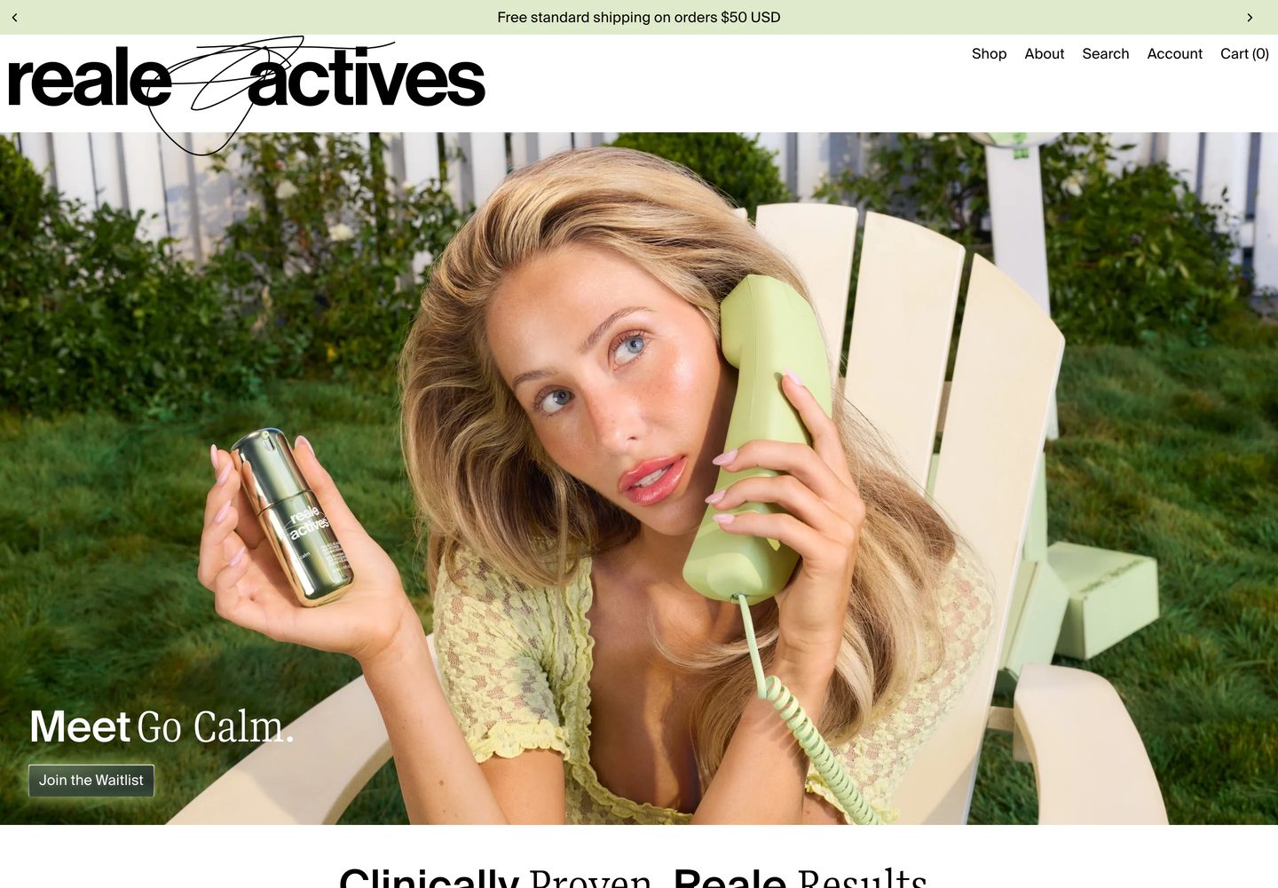 Desktop homepage of Reale Actives
