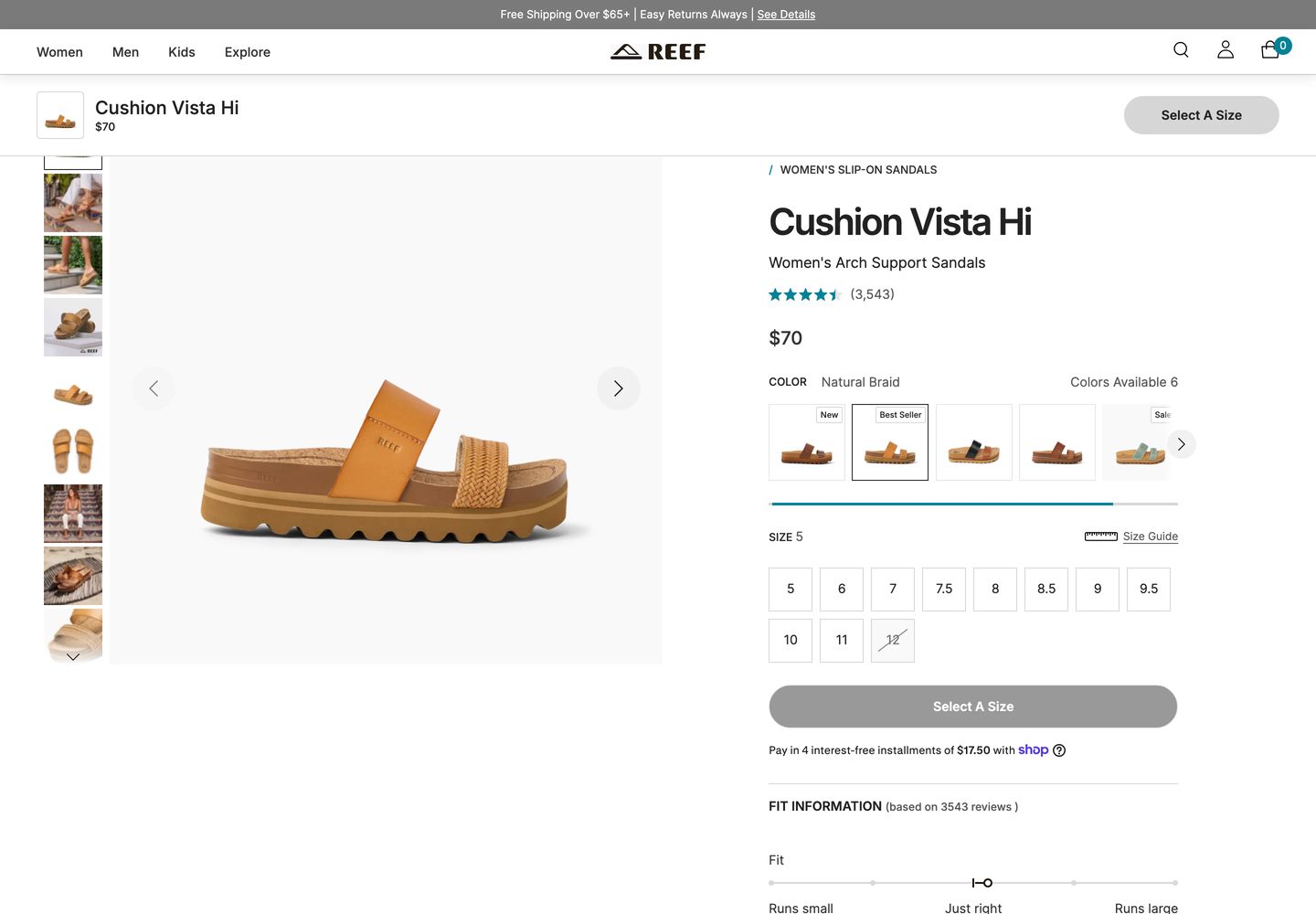 Desktop product page of Reef