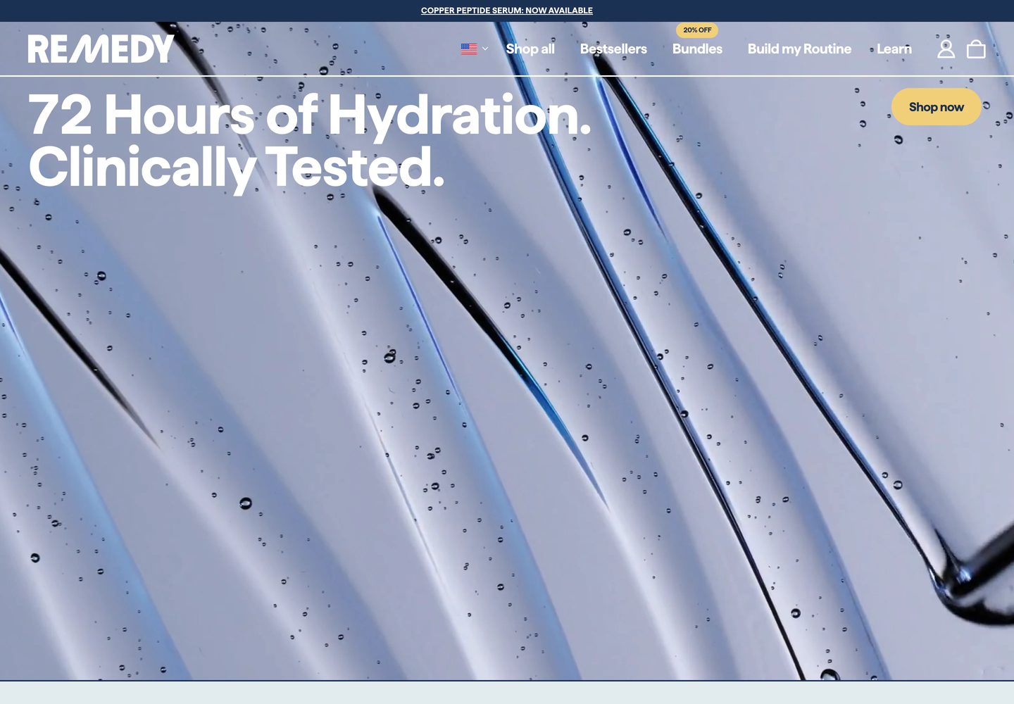 Desktop homepage of Remedy
