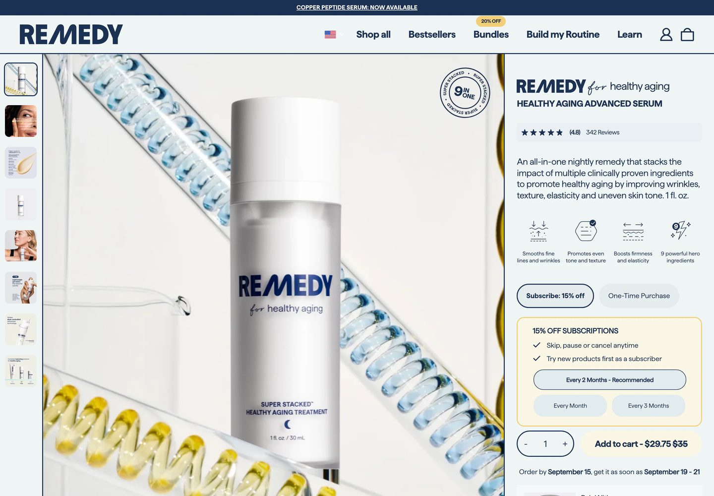 Desktop product page of Remedy