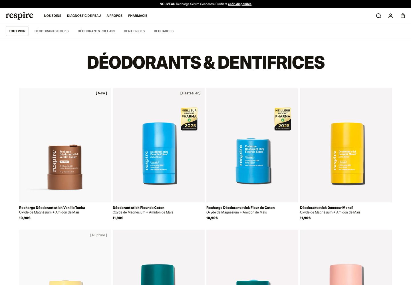 Desktop catalog of Respire